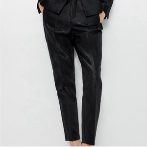 ZARA SLIM JACQUARD PANTS BLACK, US SIZE S NEW, NO TAG